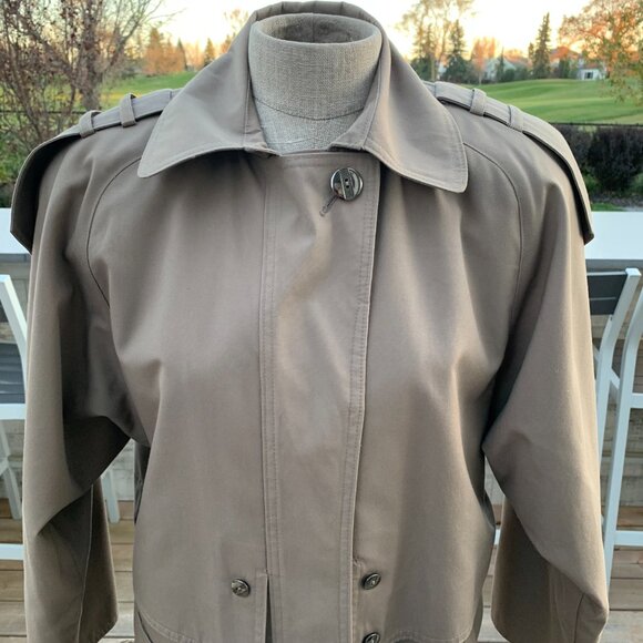 Vintage 80s 90s Khaki Long Beltless Classic Trench Coat Overcoat Raincoat - Picture 4 of 16